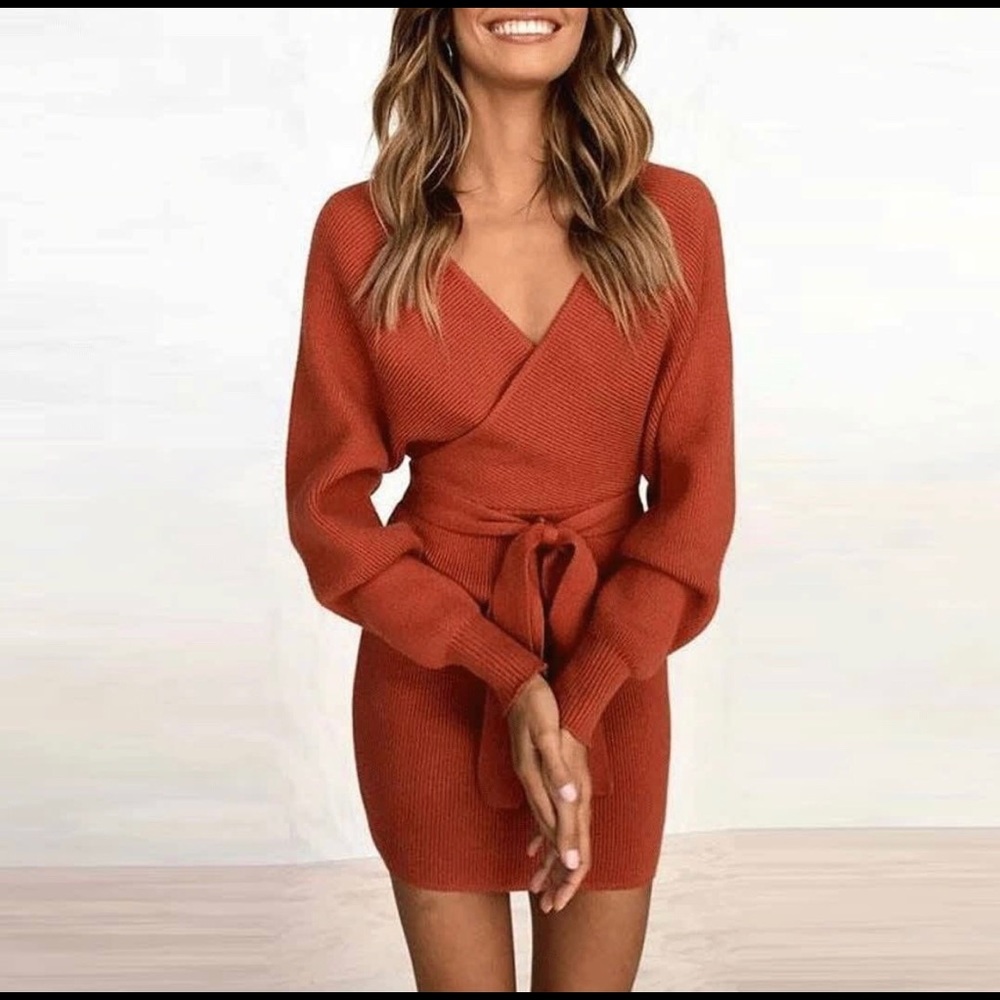 Burnt Orange Sweater Dress